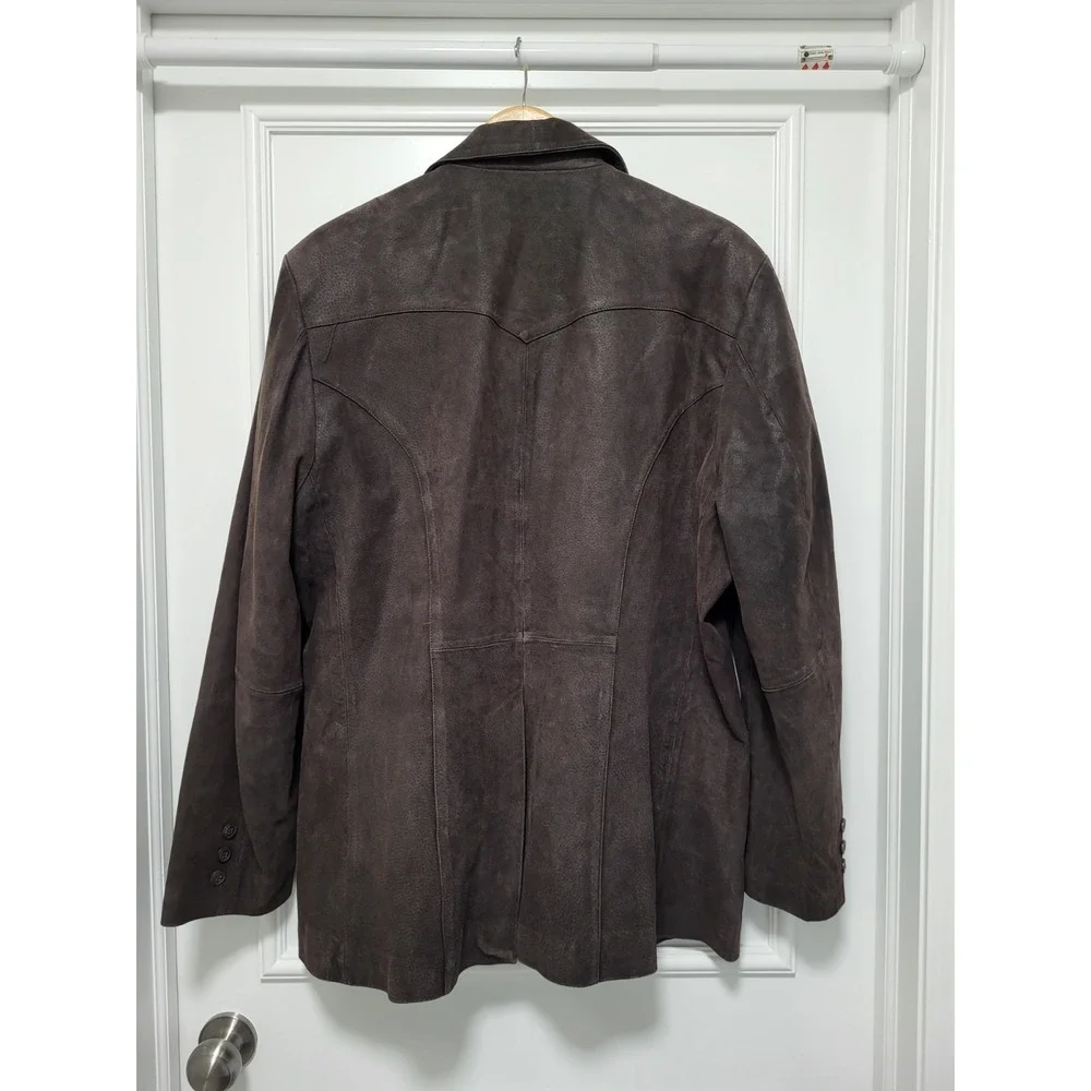 Scully Brown Suede Leather 2 Button Western Blazer Jacket Pockets Sz 48